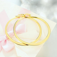 2" Flat Hoop Earrings in 18K Gold Plated