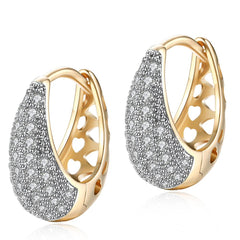 26 Stone Teardrop Pave Huggie Earringin 18K White Gold Plated